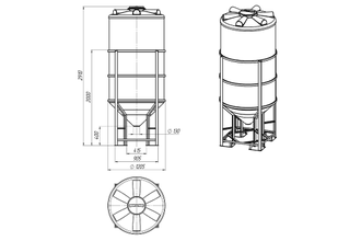 Емкость конусная конусная 2000 литров в обрешетке