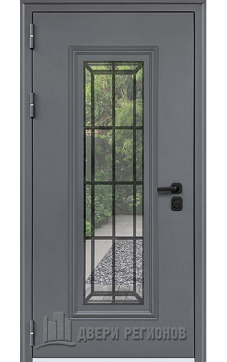 Дверь металлическая RX-10 Термо, цвет Муар ral 7024, панель - rx-10 цвет ПВХ Белая матовая