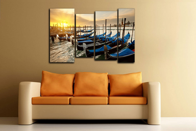 Модульная картина "Гондальеры на пристани"