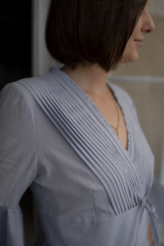 Будуарное платье-халат (голубое)