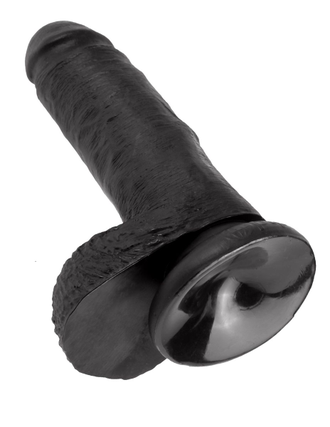 Чёрный фаллоимитатор с мошонкой 7" - 19,4 см, Pipedream