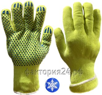 Перчатки АКРИЛОВЫЕ утепленные с ПВХ зеленые (код 0135)