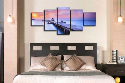 Модульная картина "Закат на причале"