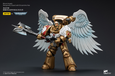 Сангвинарный гвардеец Кровавых Ангелов (Warhammer 40k) - КОЛЛЕКЦИОННАЯ ФИГУРКА 1/18 Blood Angels Sanguinary Guard with Encarmine  Axe (JT6250) - JOYTOY