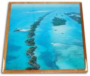 Digital Print of Island Image with Custom Stained Maple Wood Edge