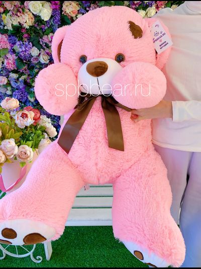 Плюшевый медведь 110 см розовый Тони