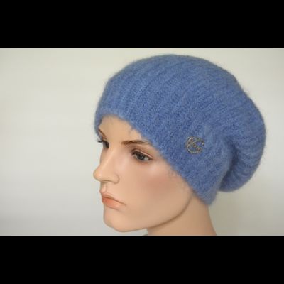Мохеровый теплый берет одинарный Vizio Италия 6946 BO голубой