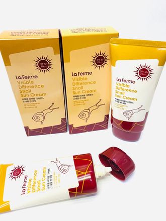 Солнцезащитный крем с экстрактом улитки LA FERME Visible Difference Snail Sun Cream SPF50 PA+++ оптом