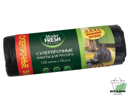 Мешки для мусора 120л 10шт 22мкм XXXL суперпрочные MFGB120–10R Master FRESH