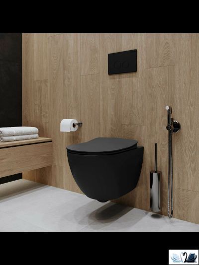 Чаша унитаза Creavit Free Black Mat FE322-11SM00E-0000 подвесная черного цвета. Безободковый смыв