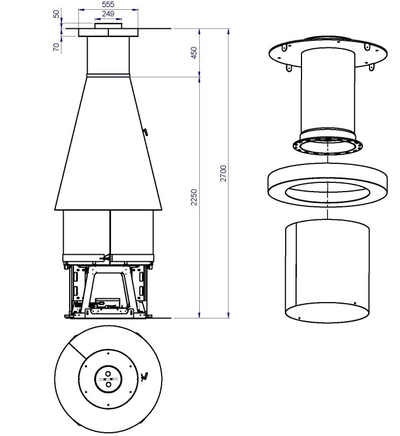 Piazzetta M360 островная цилиндрический кожух