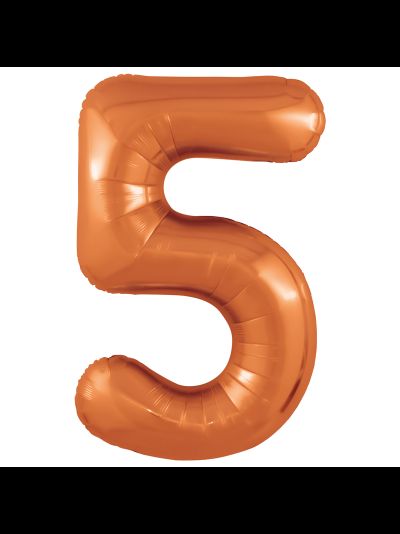 Фольгированная цифра 5, 100 см, оранжевый В НАЛИЧИИ
