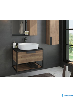 Тумба с раковиной Comforty Кёльн-75-1, цвет дуб темный