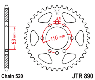 Звезда ведомая (45 зуб.) RK B4765-45 (Аналог: JTR890.45) для мотоциклов KTM