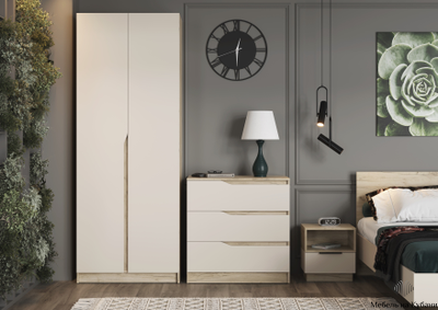 Лавена шкаф двухстворчатый ШК-002 Дуб Крафт Серый / Кашемир