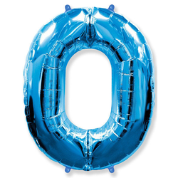 Воздушный шар фольгированный "Цифра 0. Синий"  (Испания) 102 см.