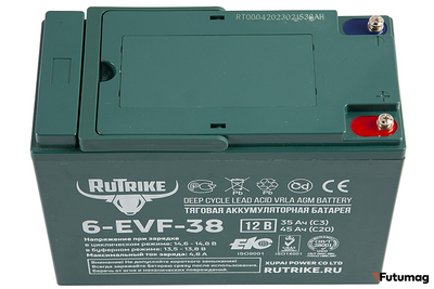 Тяговый аккумулятор RuTrike 6-EVF-38 (12V38A/H C3)