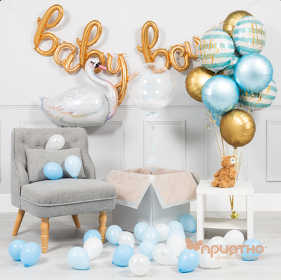 CЕТ ИЗ ВОЗДУШНЫХ ШАРОВ ДЛЯ МАЛЬЧИКА "ЛЕБЕДЬ"