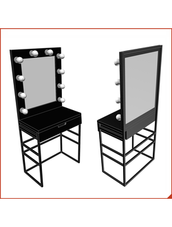 гримерный столик с зеркалом и лампами по периметру