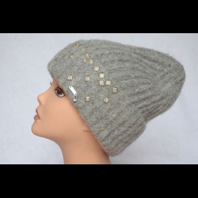 Шапка с отворотом вязаная из альпака Vizio Италия 6769 CRY серая