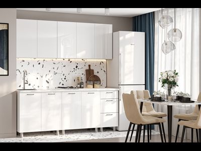 Кухня «Модерн NEW» 2 м Белый глянец / Графит ( SV)