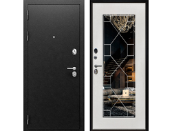 Утепленная дверь Рубикон С с панелью зеркало Тиффани