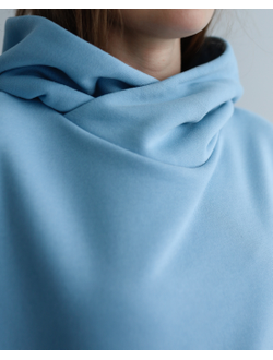 Худи  колорблок хлопковый велюр (небесный)