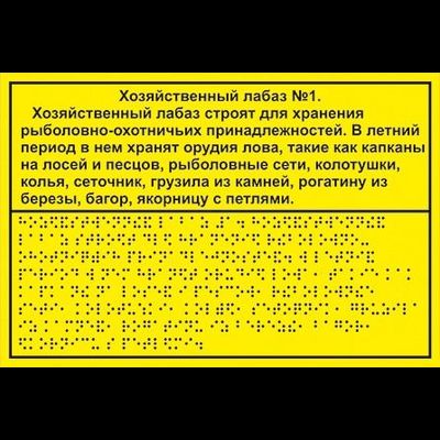Табличка тактильная с шрифтом Брайля, 300х200 мм, пластик ПВХ 3 мм