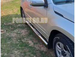 Пороги труба с проступью из алюминиевого рифленого листа d76 для Suzuki Grand Vitara (2013-2015)