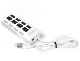 4690626076600 Хаб  SMARTBUY (SBHA-7204-W) USB 2.0 хаб + выкл., 4 порта , белый