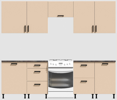 Кухня Эконом 2,1 метра (600х450х600х450) Цвет: Фон бежевый/Фон бежевый