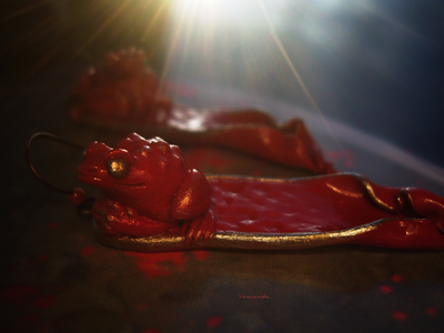 "Сургучные Императорские Лягушки", серьги югендстиль