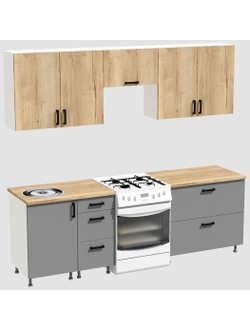 Кухня Эконом 1,8 метра (900х900) Цвет: Дуб Вотан/Базальт