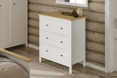 2.08.02.020.14 САГА комод 3 ящика белый/ясень