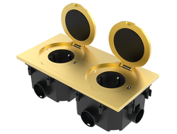 Лючок в пол прямоугольный Fede с двумя розетками в комплекте, золото - FD-180-G