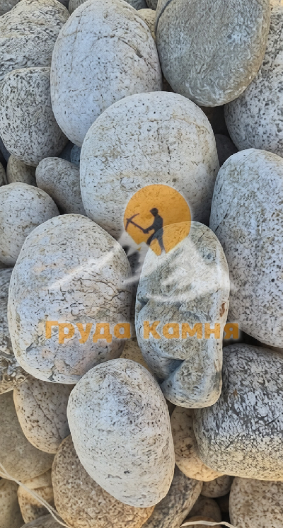 Галька круглая белая речная, фракция 100-150 мм