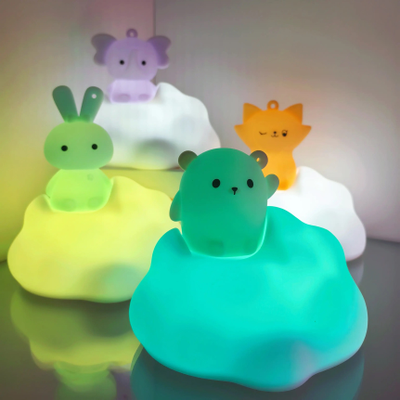 Ночник силиконовый МИШКА НА ОБЛАКЕ на аккумуляторе с  пультом