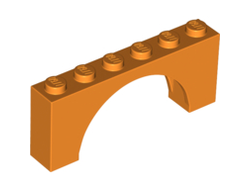 Arch 1 x 6 x 2 - Medium Thick Top without Reinforced Underside, Orange (15254 / 6337195)