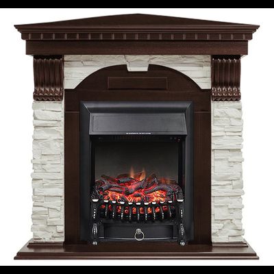 Угловой электрокамин Dublin AO сланец белый с очагом Fobos RC