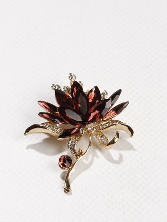 Брошь "Цветок камни стразы" бордовый