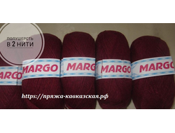 Кавказская пряжа полушерсть Марго в две нити цвет вишня
