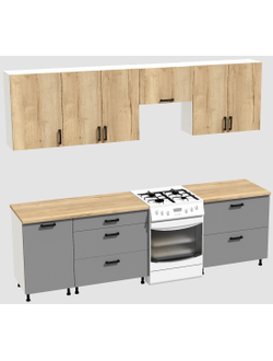 Кухня Эконом 2,1 метра (1300х800) Цвет: Дуб Вотан/Базальт