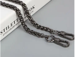 Цепочка для женской сумки, длина 120 см, толщина 6 мм, цвет черный никель