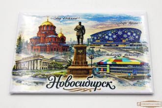 Магниты закатные 55-80 мм "Коллаж 2" Новосибирск сувенир.