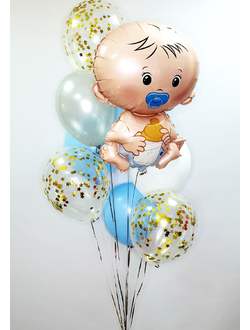 Фонтан из шаров на выписку "Малыш"