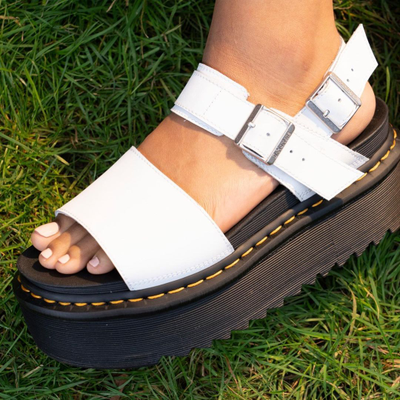 Сандалии Dr Martens Platform Voss Quad Oxford White белые