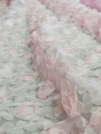 Объемные цветы на сетке РОЗОВЫЙ КВАРЦ