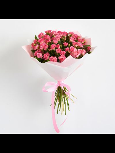 11 розовых кустовых роз