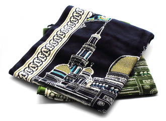 Мусульманский молитвенный коврик с рисунком мечети 2-х цветов купить. Цвета - синий и зеленый
