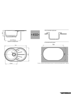 Керамическая мойка Granfest Гранфест GF-R750L реверсивная 1 секционная мойка